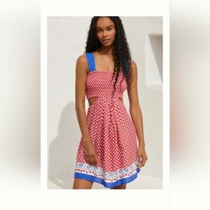 Celandine Red and Blue Patterned Dress